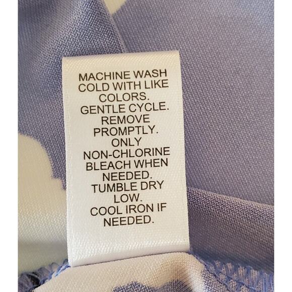 Cato Womens Blue Floral Polyester Ruched Cold Shoulder V Neck Top Blouse Size XL - Picture 10 of 12